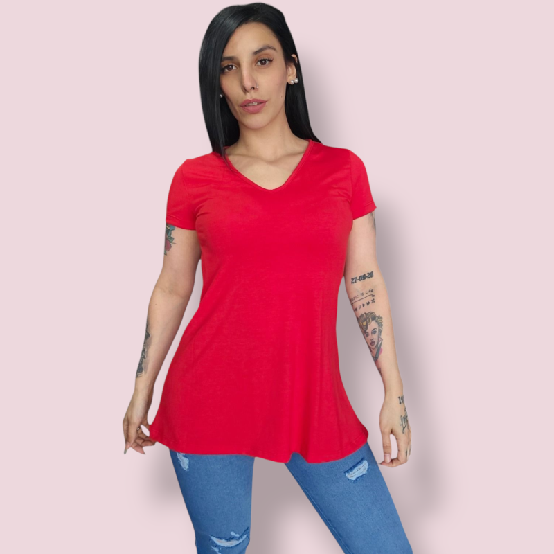 Remera Acampanada Manga Corta de Modal - Talle Chico