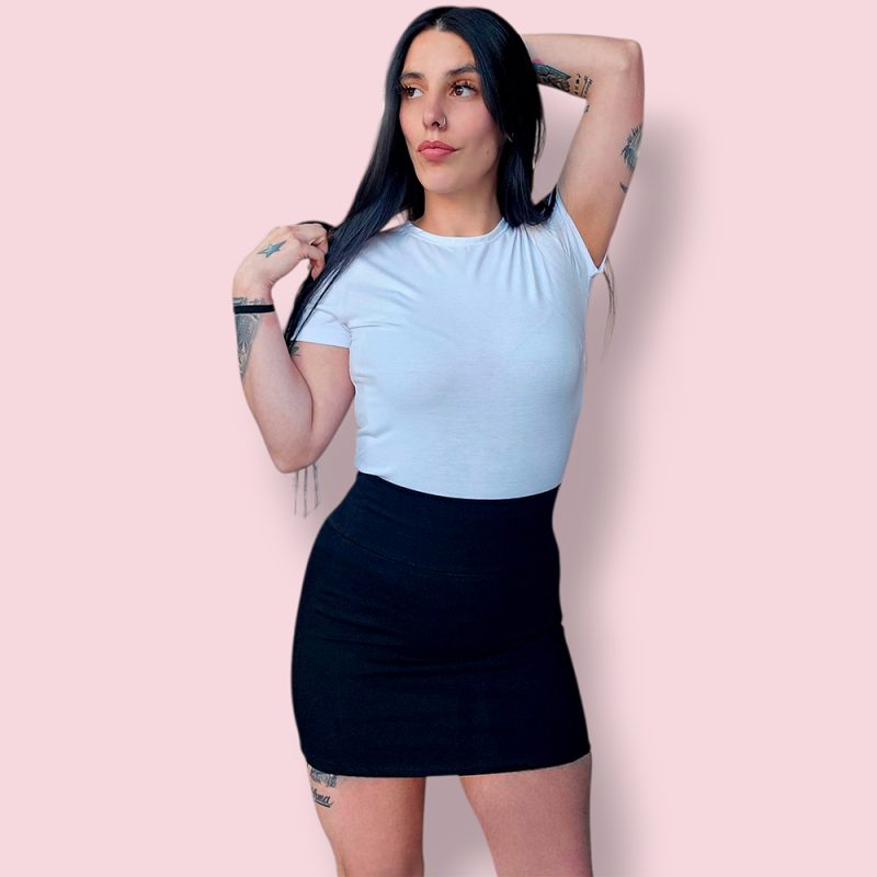 Pollera Mini Tiro Alto de Algodón - Talles Chicos