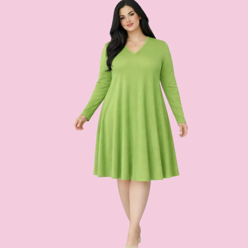 Vestido Bobo Manga Larga Escote V de Modal - Talles Especiales